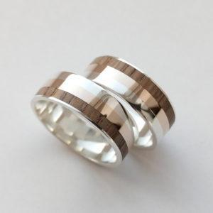 Обручальные кольца из серебра золота и дерева