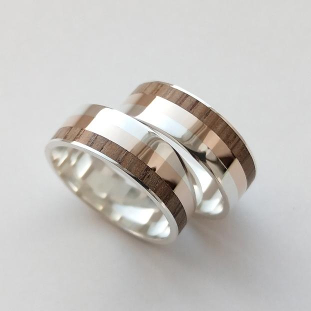Обручальные кольца из серебра золота и дерева - Astrelli - ювелирная студия